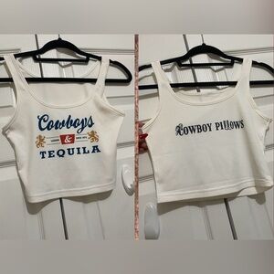 Set of 2 Women’s Cowboys Western Graphic Crop Tops